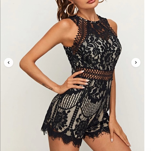Black lace romper - Picture 1 of 3